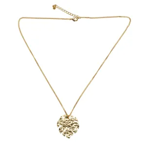 Hammered Leaf Pendant on Chain Gold Plated