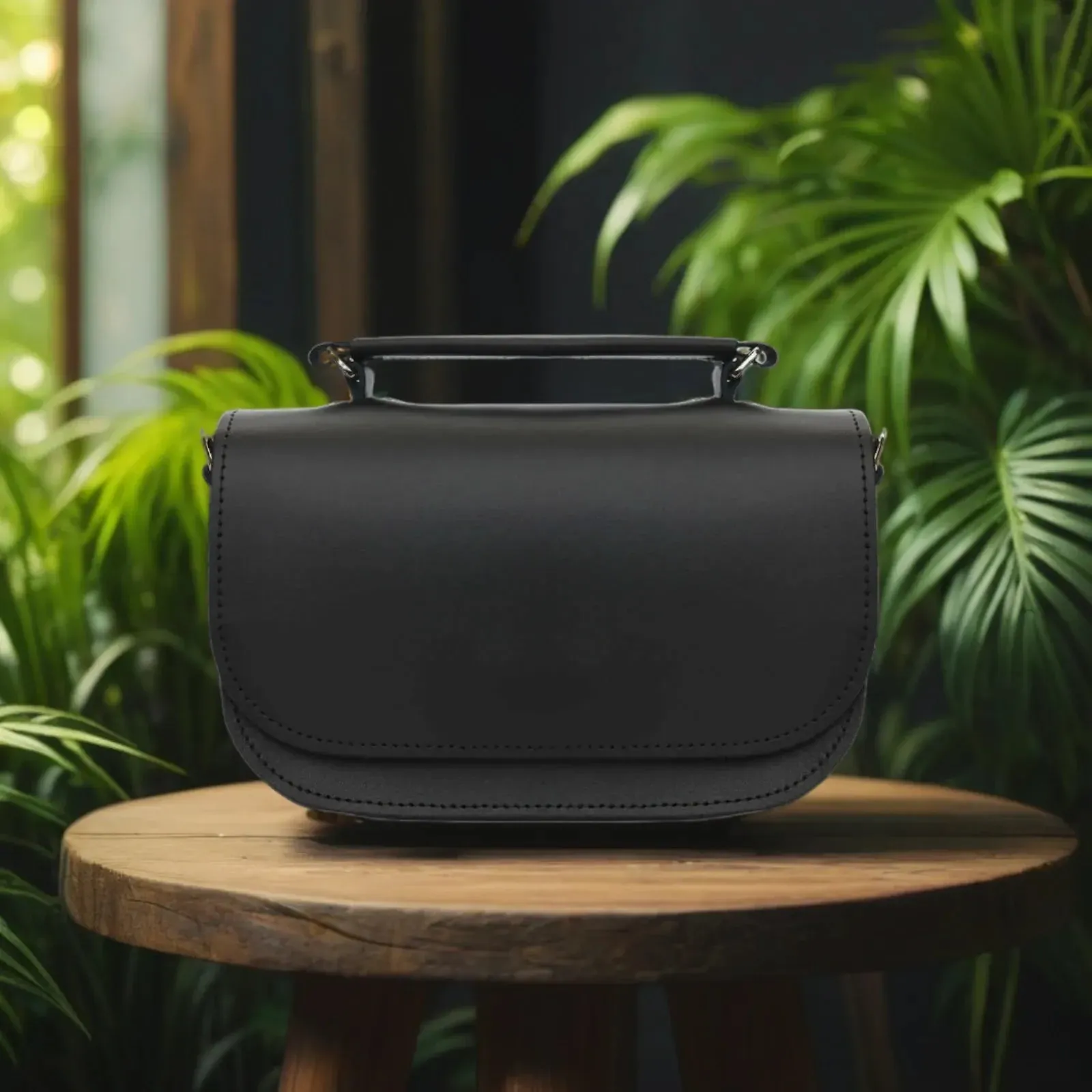 Handmade Leather Bags - Black Aura Handbag