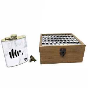 Hip Flask Gift Box -Mr. White Marble