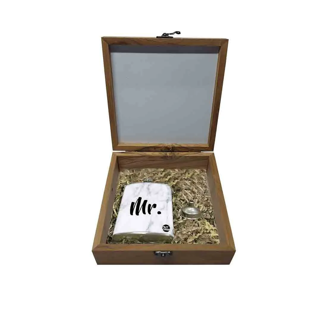 Hip Flask Gift Box -Mr. White Marble