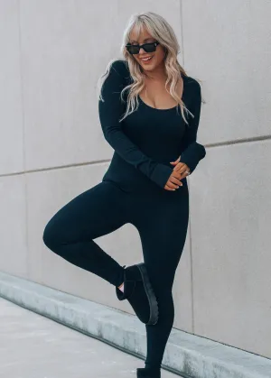 Hot Girl Walk Black Ribbed Jumpsuit