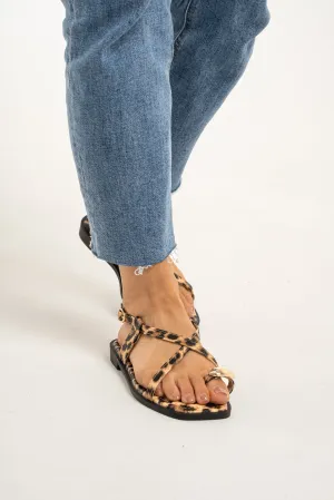 Lauren Metal Toe Post Sandals In Leopard