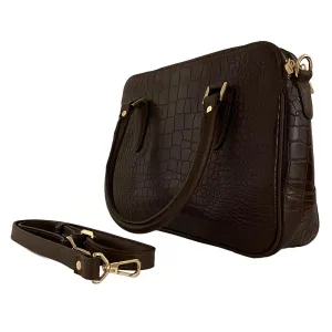 LeatherLuxe - Dark Brown Leather Office Bag: Functional Shoulder Bag