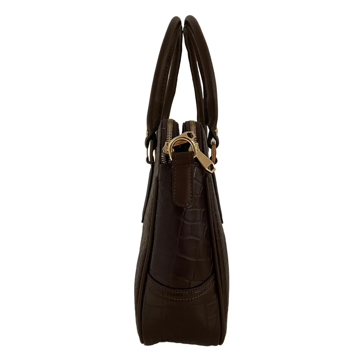 LeatherLuxe - Dark Brown Leather Office Bag: Functional Shoulder Bag