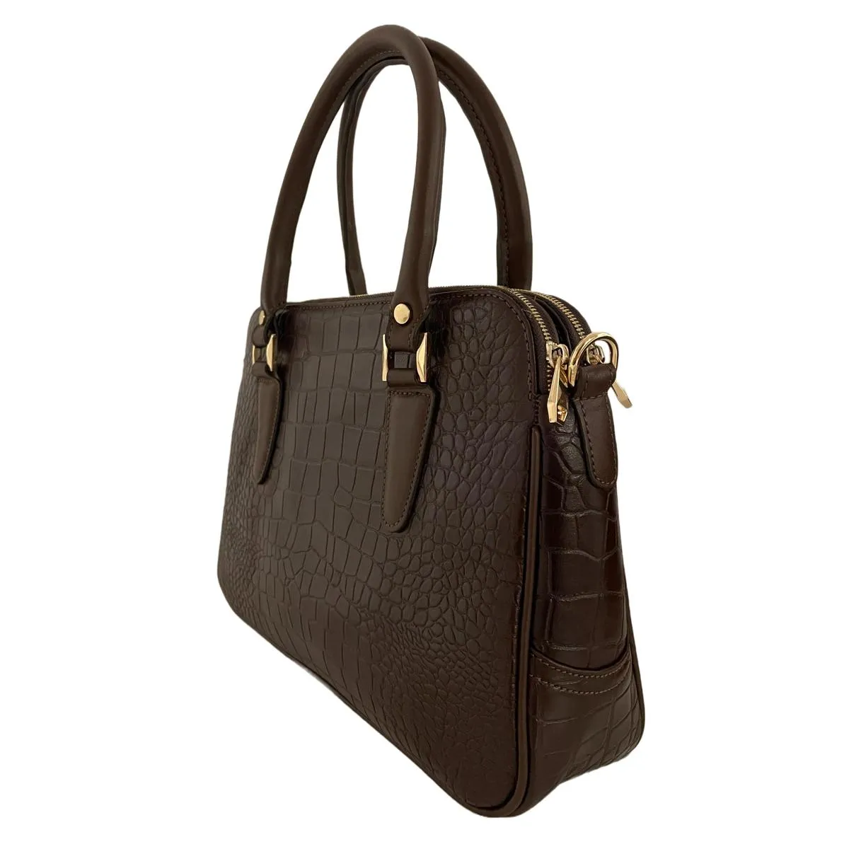 LeatherLuxe - Dark Brown Leather Office Bag: Functional Shoulder Bag