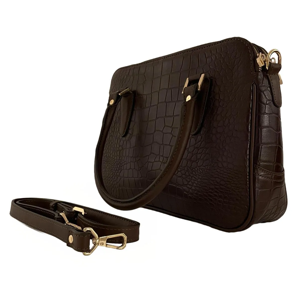 LeatherLuxe - Dark Brown Leather Office Bag: Functional Shoulder Bag