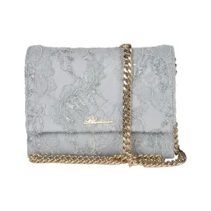 Light blue Calf Leather & Polyester Small Shoulder Bag