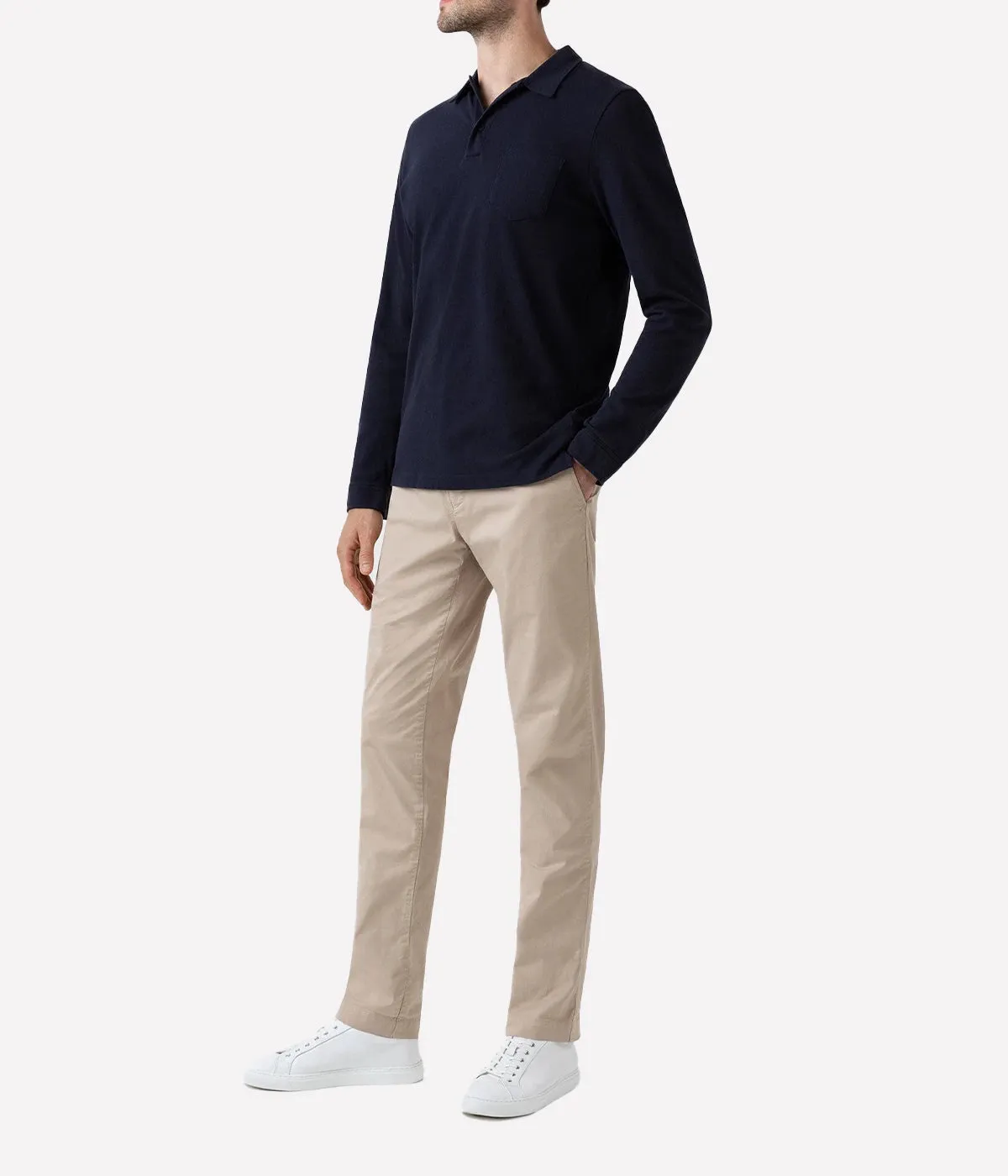 Long Sleeve Riviera Polo Shirt in Navy