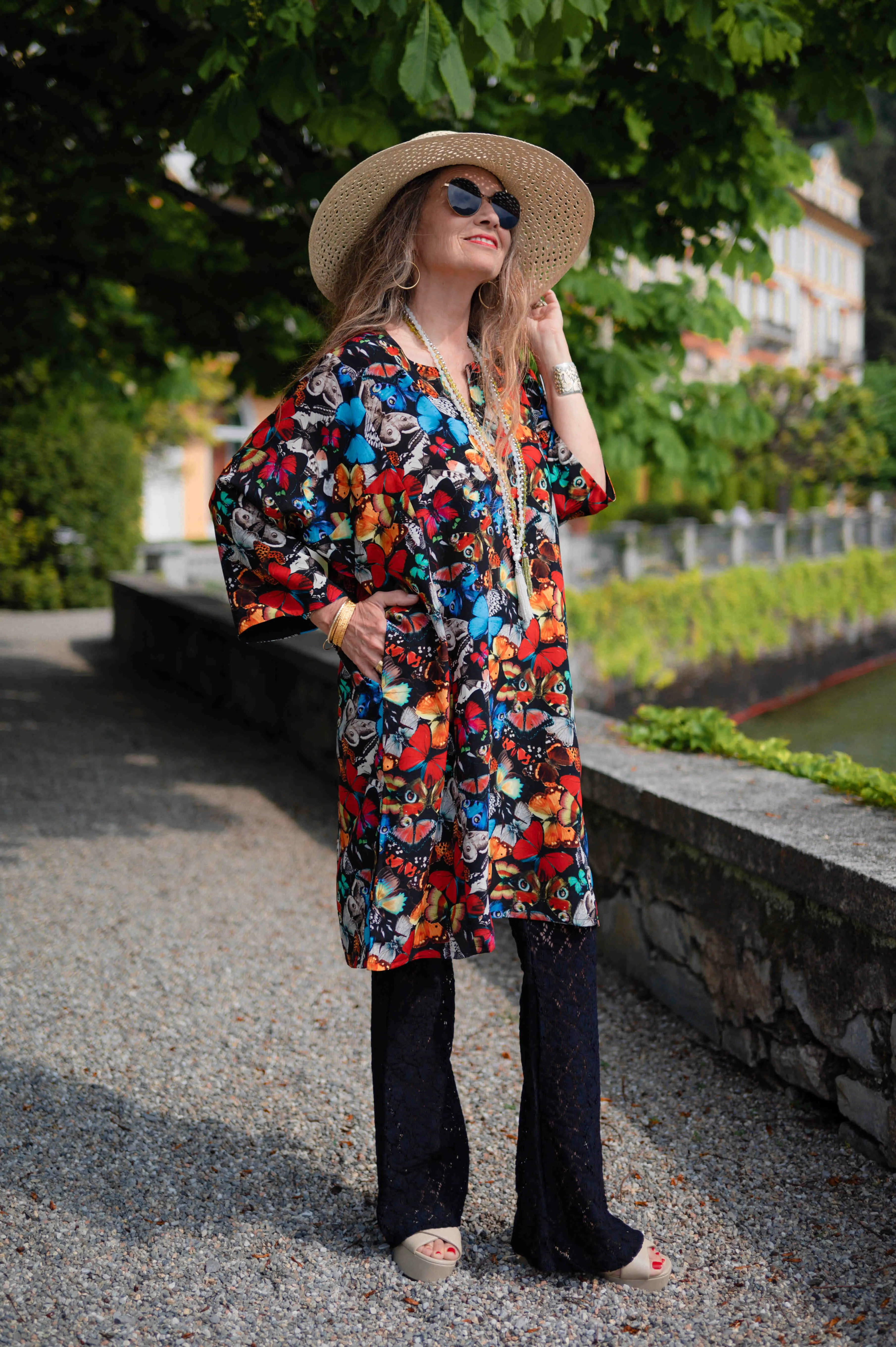 Madama Butterfly Italian Silk Midi Tunic