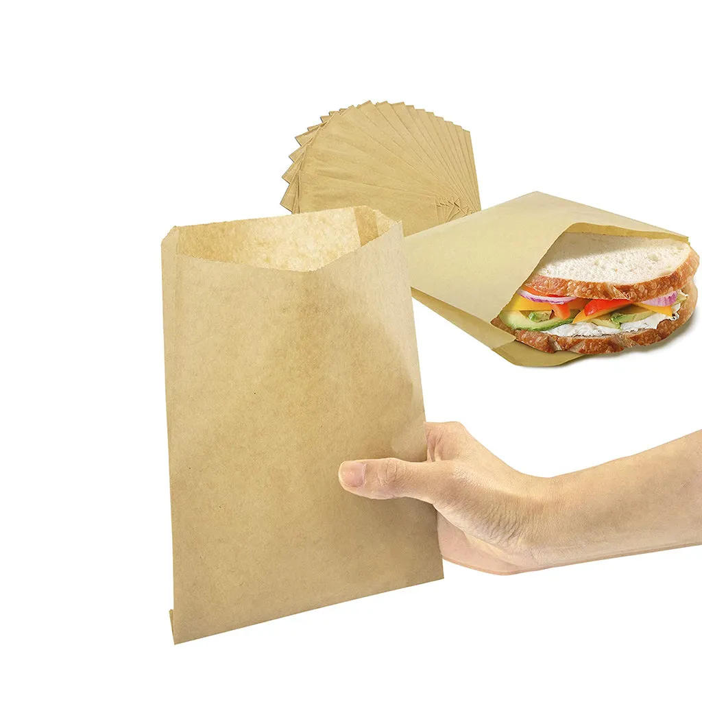 MCN320312 Kraft Gusseted Greaseproof Paper Sandwich Bags | 6x2x9”