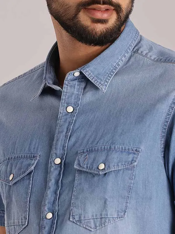Men Solid Half Sleeve Cotton Shirt