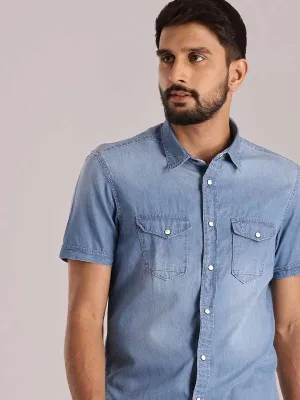 Men Solid Half Sleeve Cotton Shirt