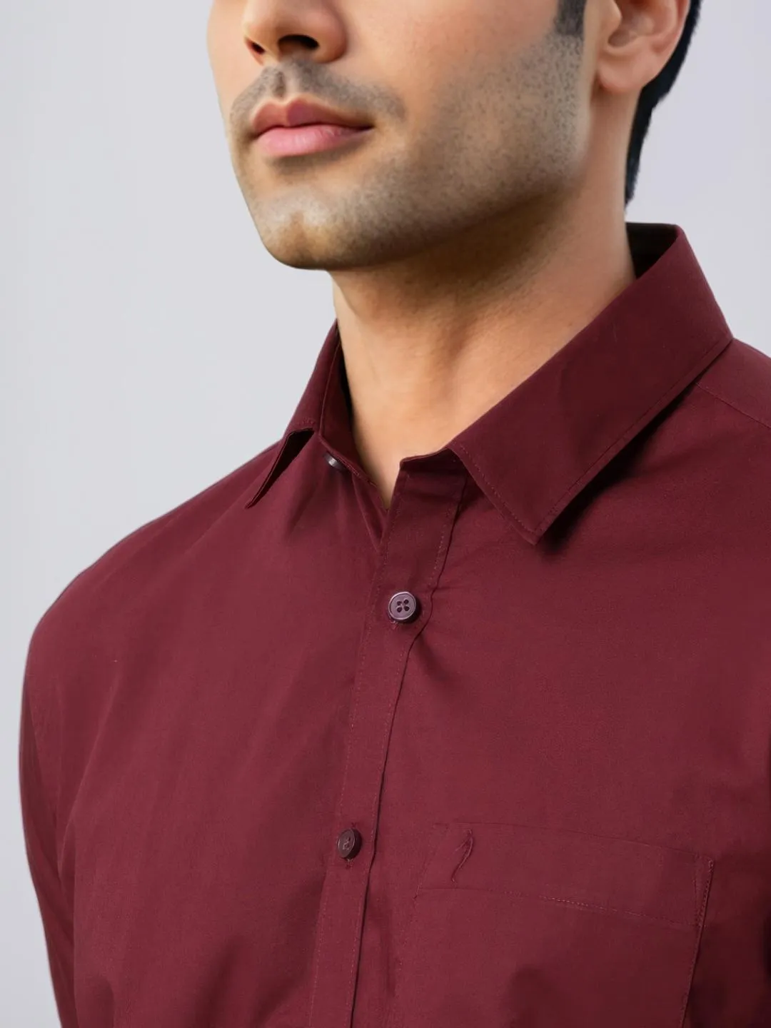 Men Solid Half Sleeve Cotton Stretch Shirt
