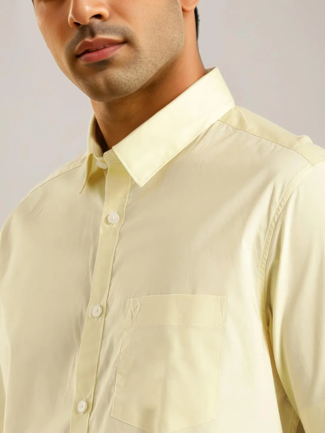 Men Solid Half Sleeve Cotton Stretch Shirt