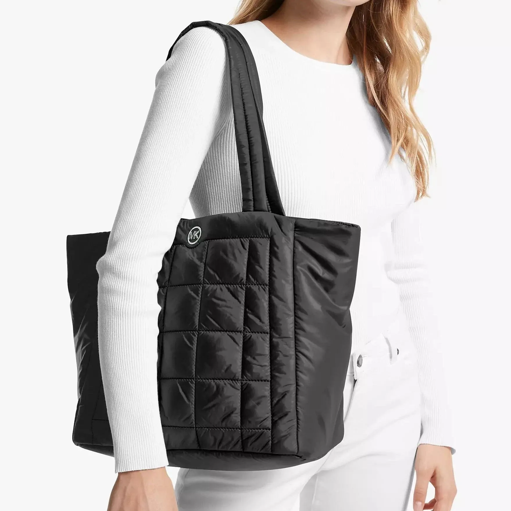Michael Kors Lilah Recycled Open Top Tote Bag, Black
