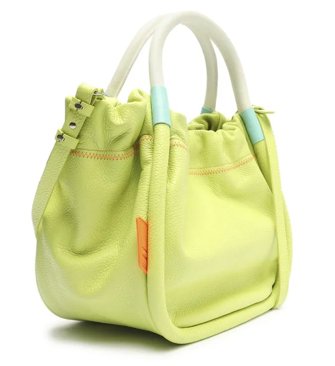 Monica Grande Green and Colored Leather Tote Bag