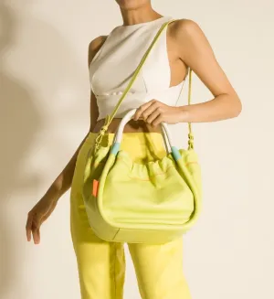 Monica Grande Green and Colored Leather Tote Bag