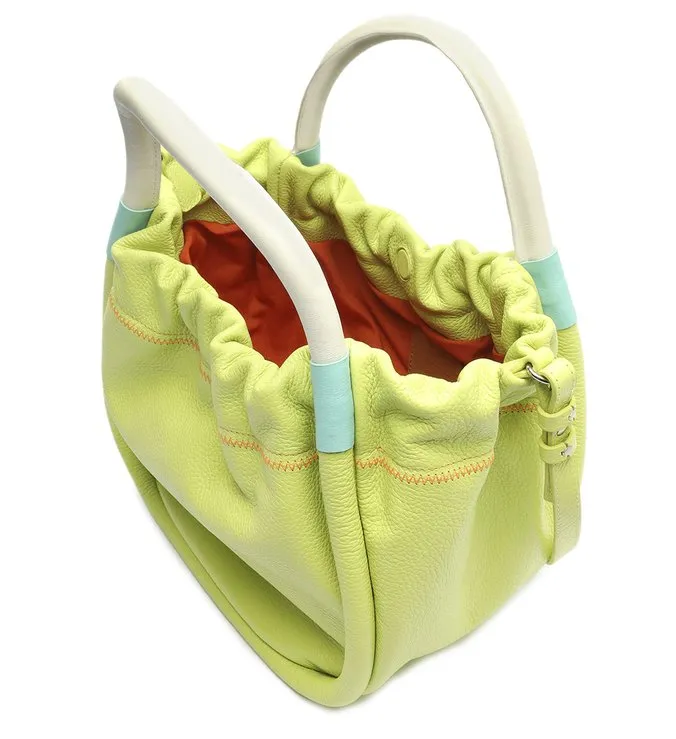 Monica Grande Green and Colored Leather Tote Bag