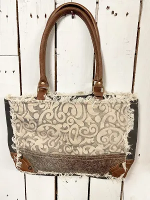 Myra Bags Womens Leaf Print Upcycled Canvas Hairon Small Bag
