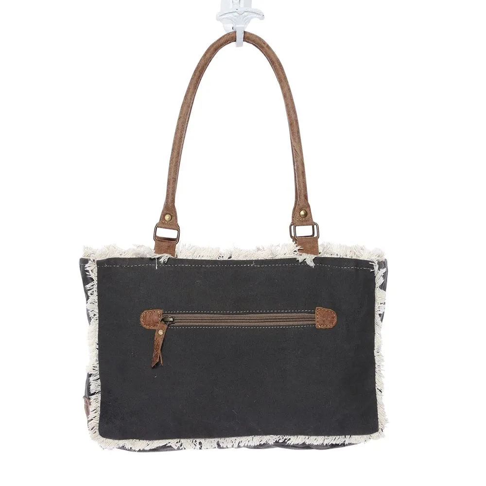 Myra Bags Womens Leaf Print Upcycled Canvas Hairon Small Bag