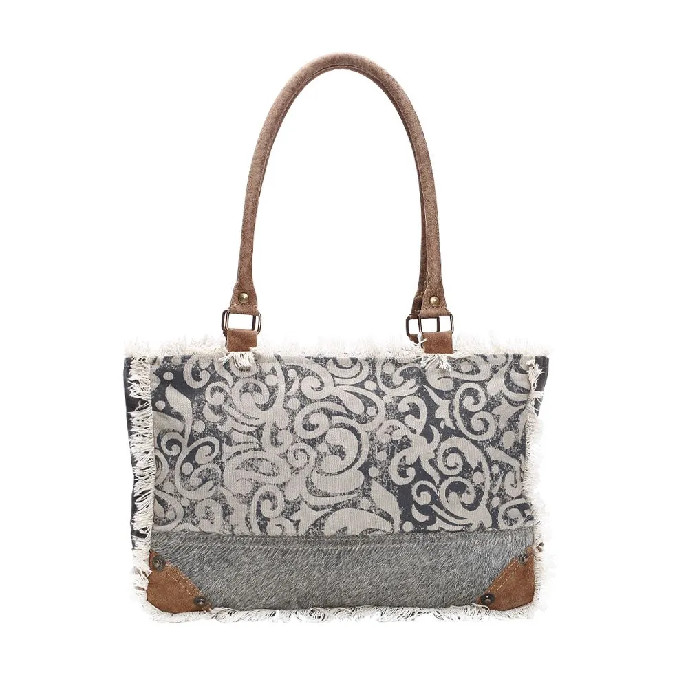 Myra Bags Womens Leaf Print Upcycled Canvas Hairon Small Bag