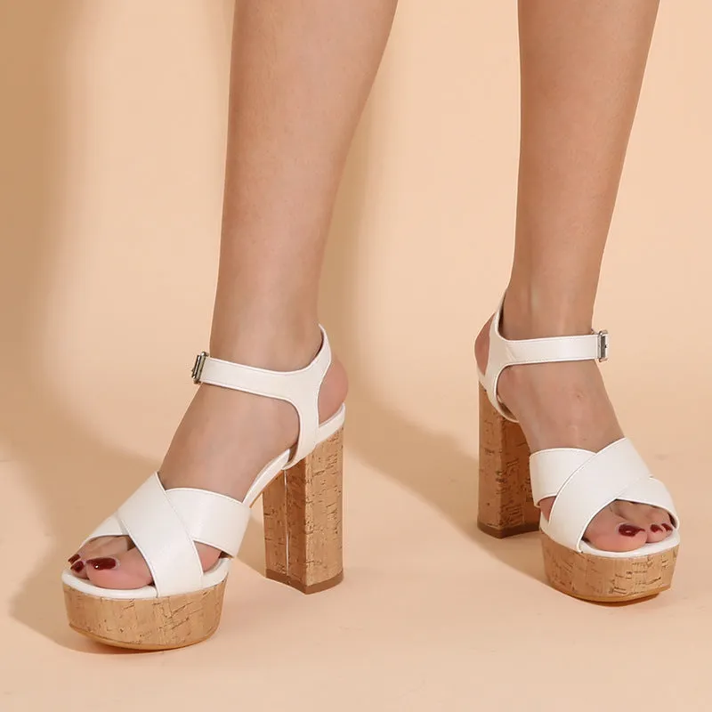 New Arrival Chunky Heel Buckle Sandals