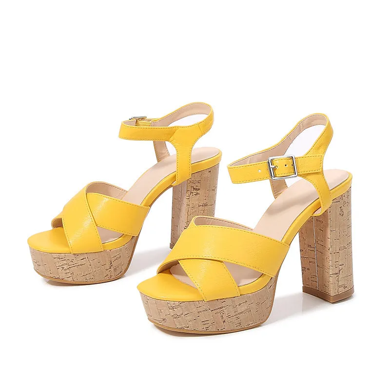 New Arrival Chunky Heel Buckle Sandals
