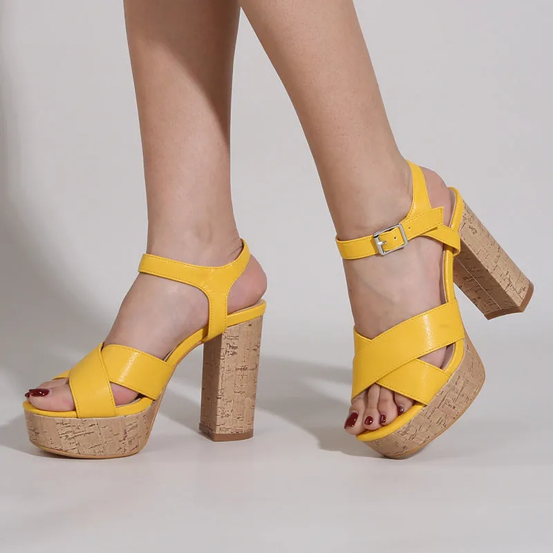 New Arrival Chunky Heel Buckle Sandals
