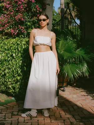 Nomi Cotton Ruched Midi Skirt