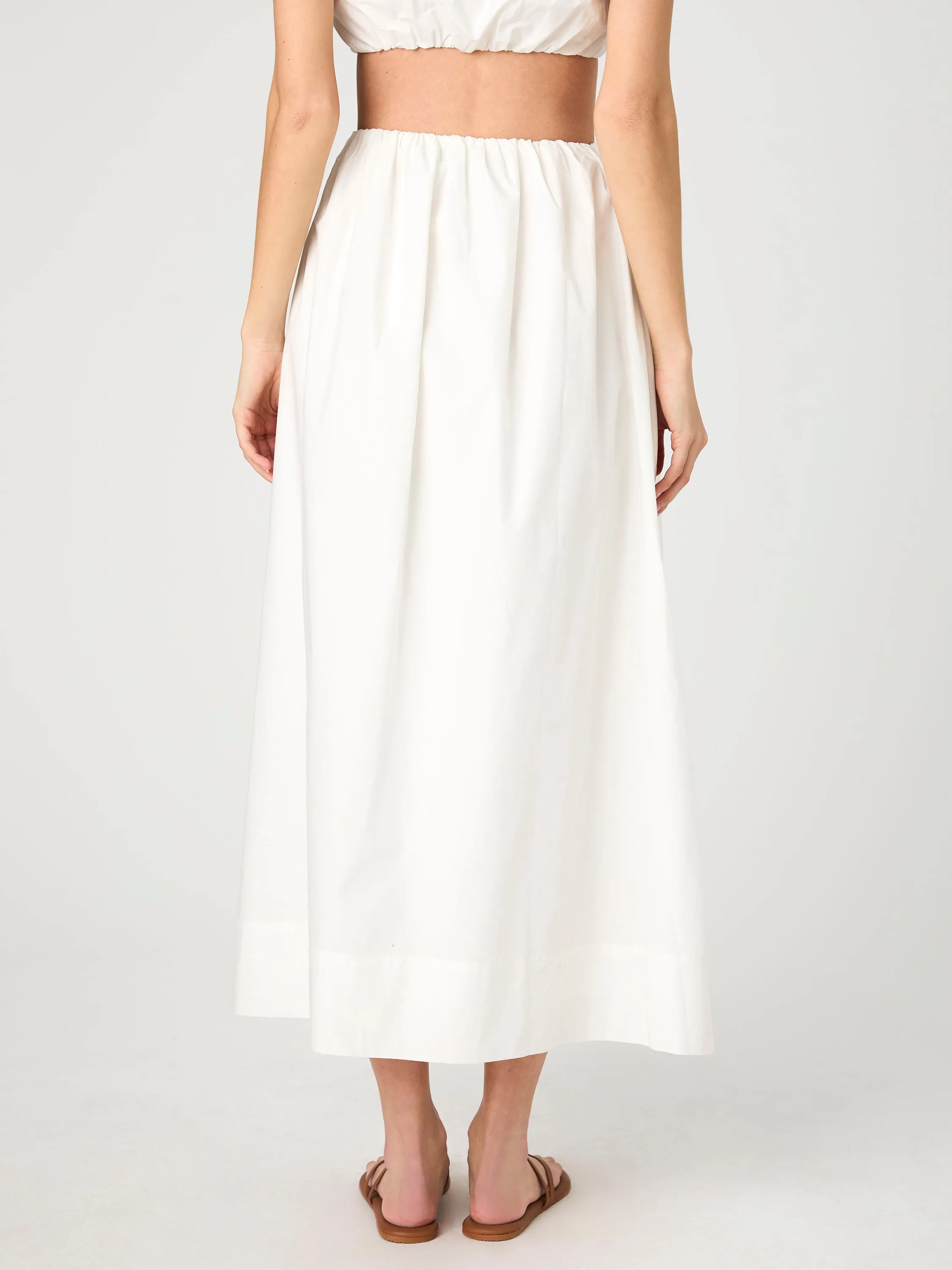 Nomi Cotton Ruched Midi Skirt