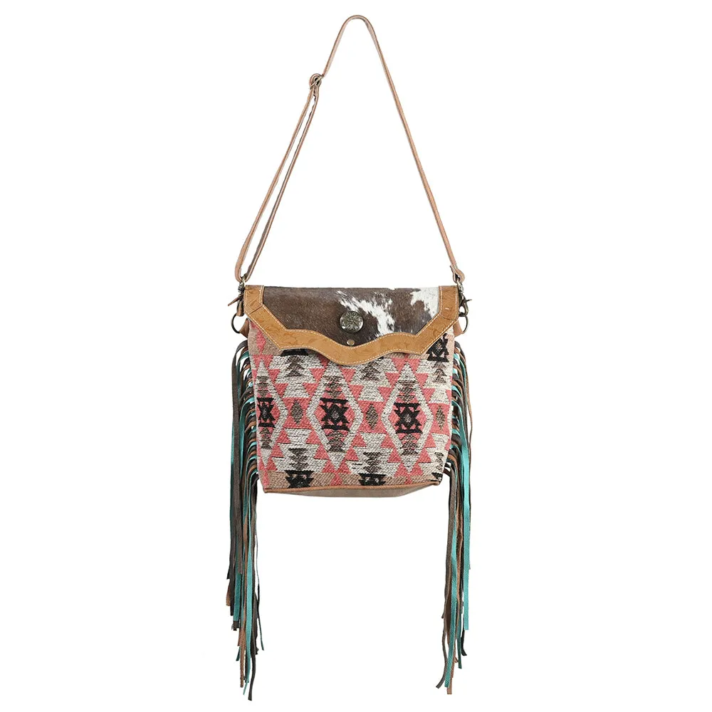 OHLAY OHV381 Cross Body Embossed Upcycled Wool Upcycled Canvas Hair-On Genuine Leather women bag western handbag purse