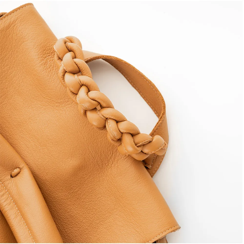 Paper Thoughts camel leather bag