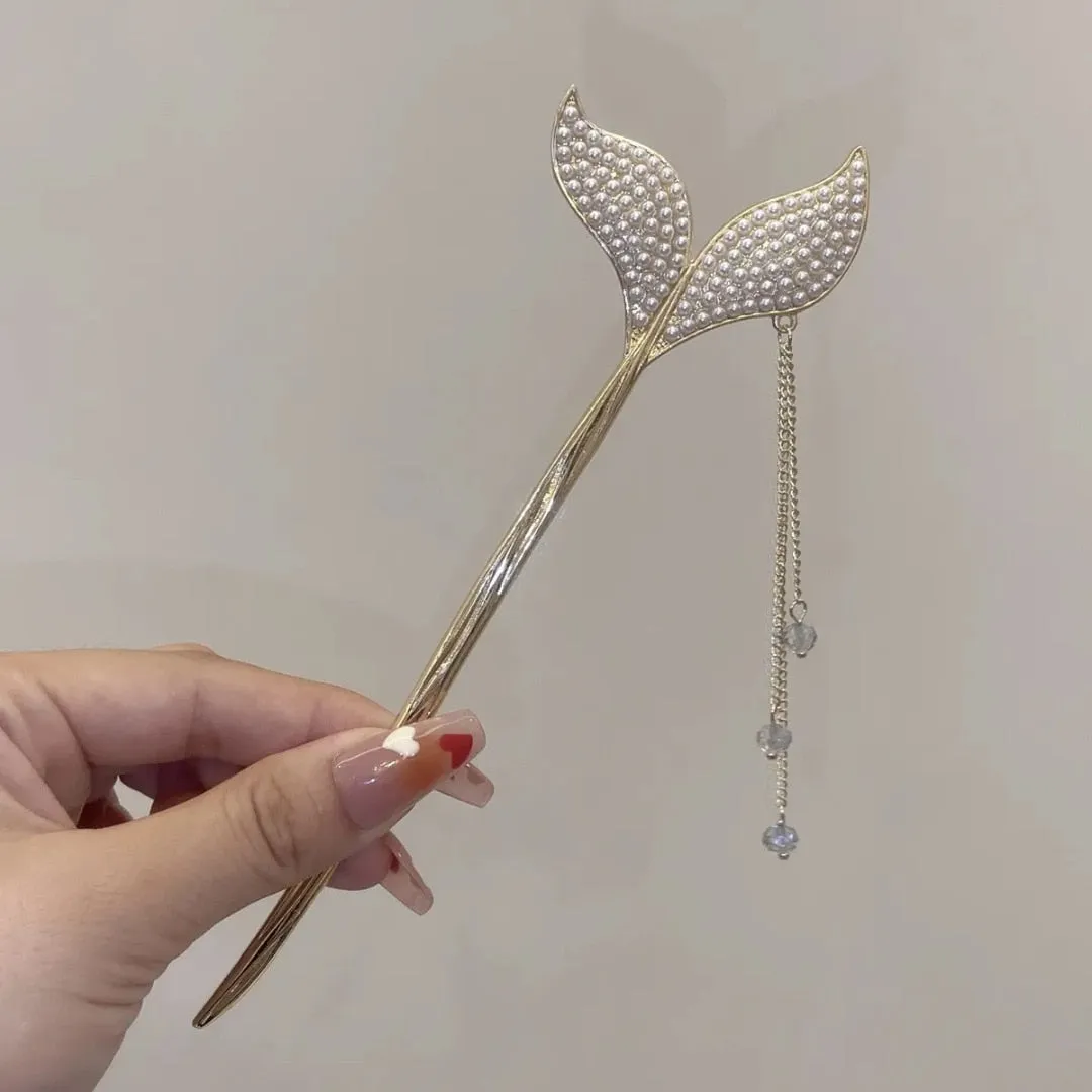 Pearl Rhinestone Mermaid Hairpin