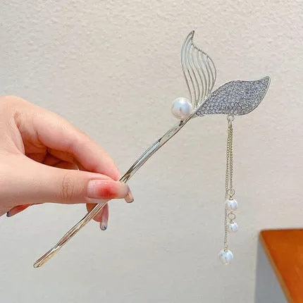 Pearl Rhinestone Mermaid Hairpin