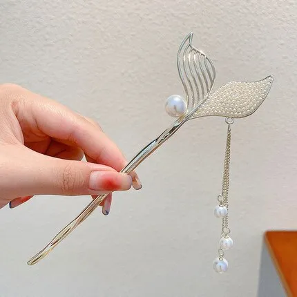 Pearl Rhinestone Mermaid Hairpin