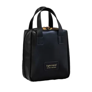 PU Leather Makeup Bag Travel Cosmetic Bag Multi-functional Toiletry Bag Daily Use Black