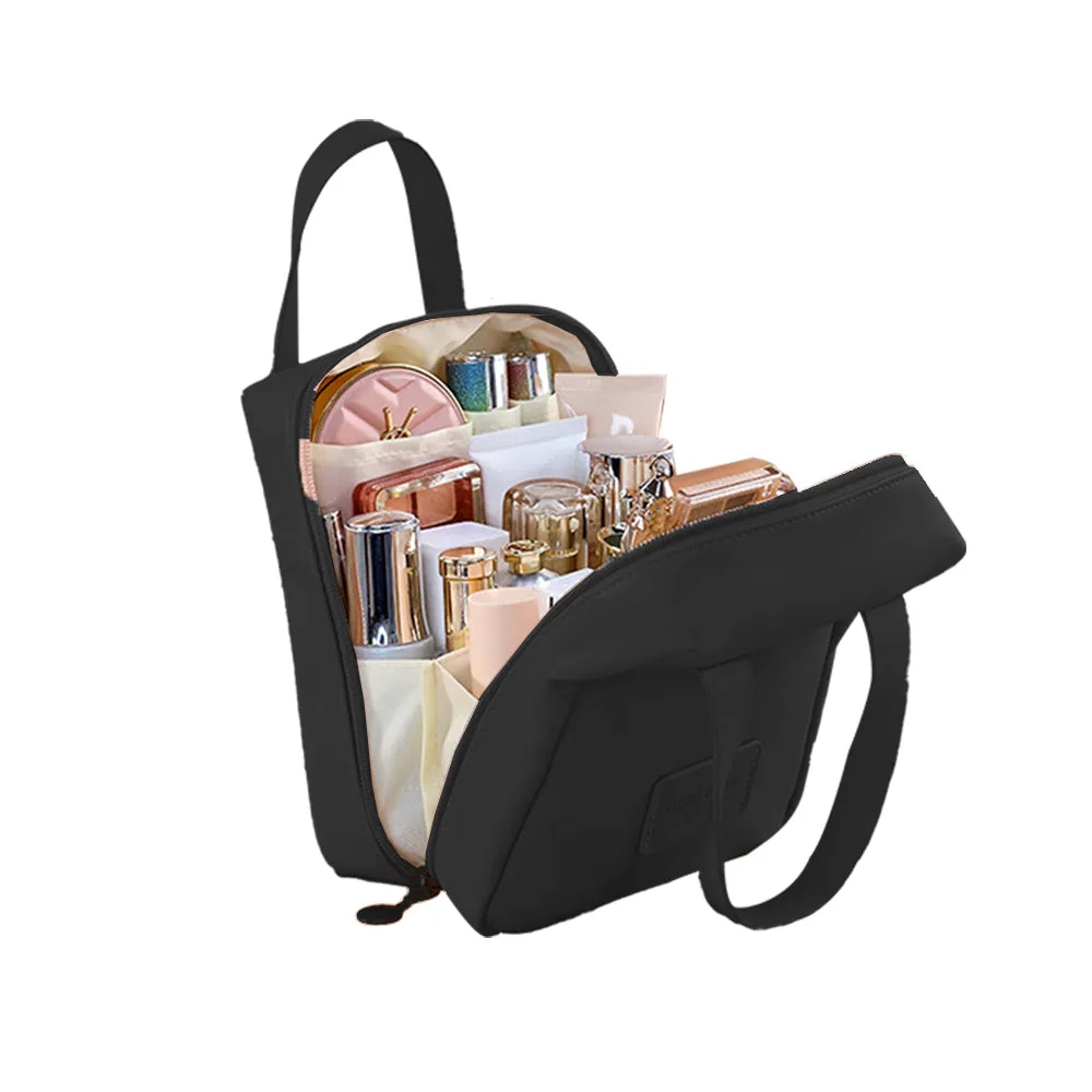 PU Leather Makeup Bag Travel Cosmetic Bag Multi-functional Toiletry Bag Daily Use Black