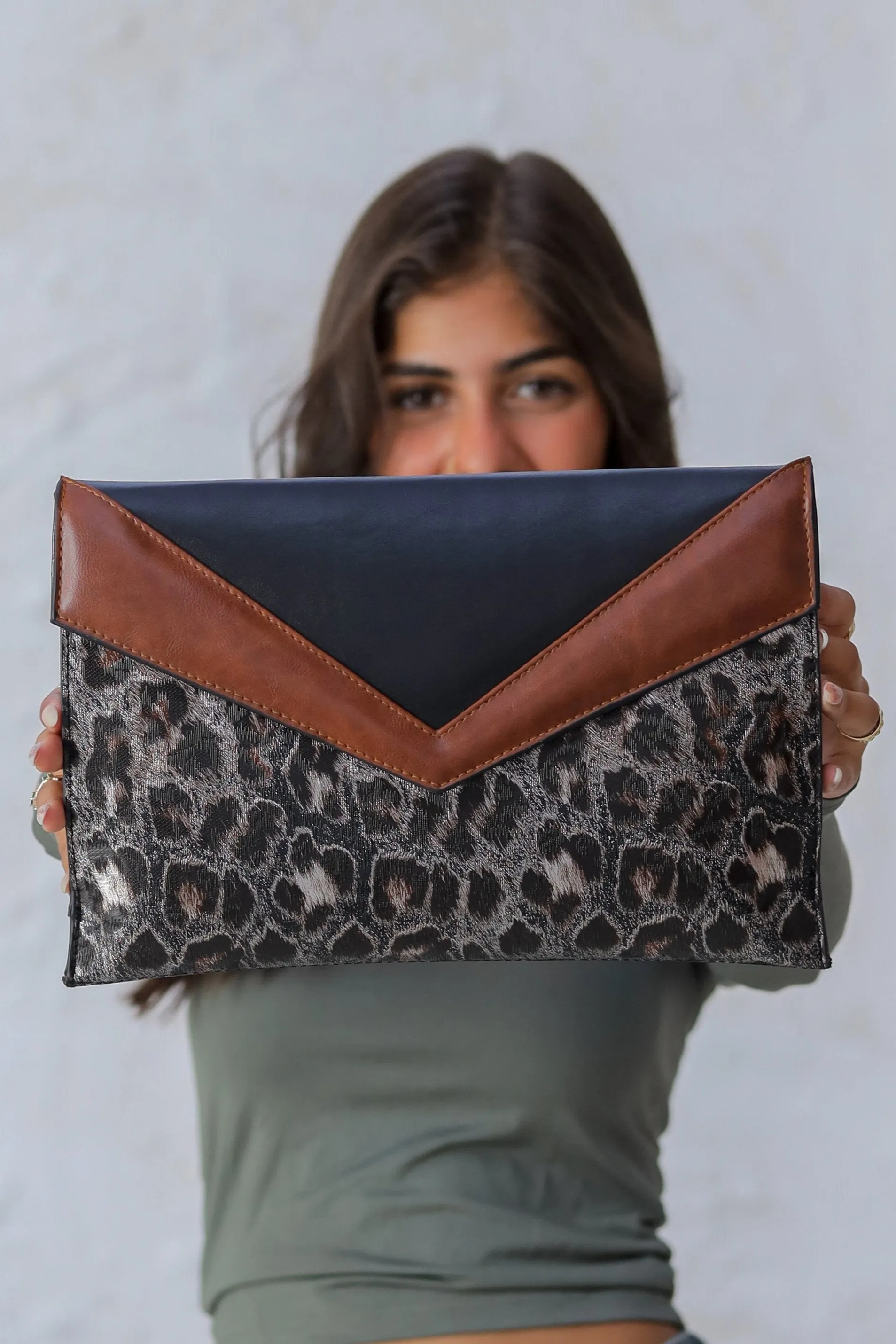 Python Envy Clutch Bag - Brown