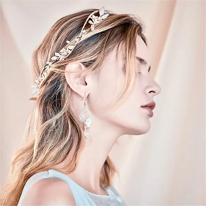 "Johanna" - Gold Pearl Bridal Headband
