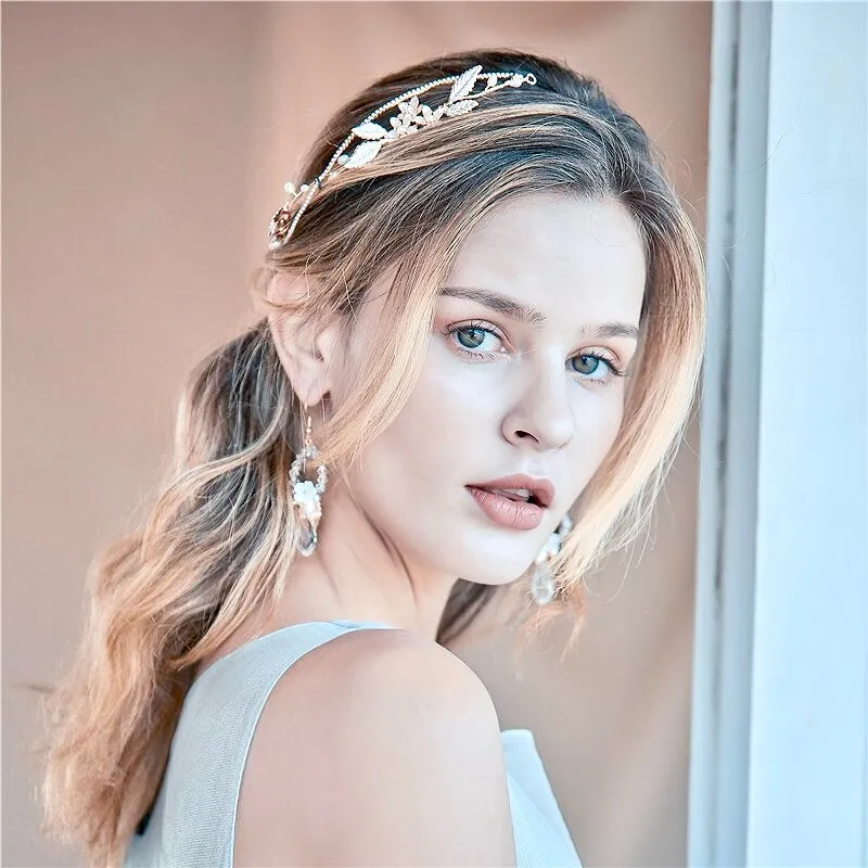 "Johanna" - Gold Pearl Bridal Headband