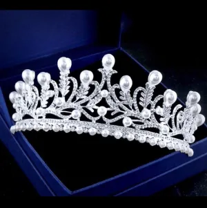 "Monique" - Pearl and Cubic Zirconia Bridal Tiara
