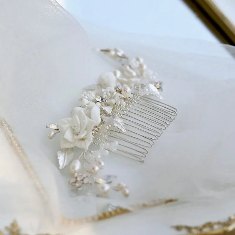 "Penelope" -  Pearl and Opal Bridal Hair Comb