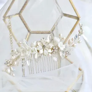 "Penelope" -  Pearl and Opal Bridal Hair Comb