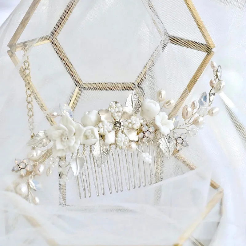"Penelope" -  Pearl and Opal Bridal Hair Comb