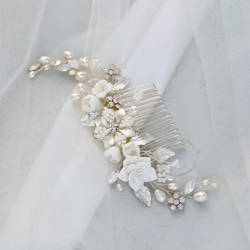 "Penelope" -  Pearl and Opal Bridal Hair Comb