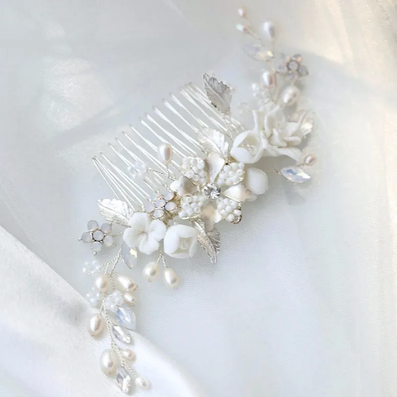 "Penelope" -  Pearl and Opal Bridal Hair Comb