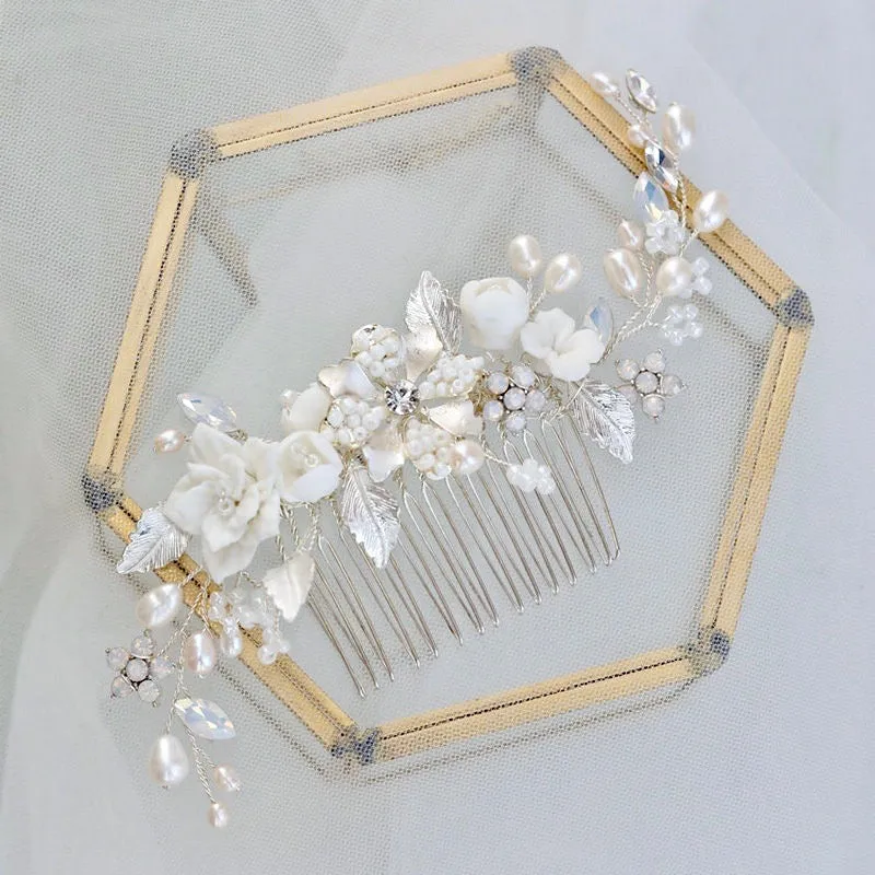 "Penelope" -  Pearl and Opal Bridal Hair Comb