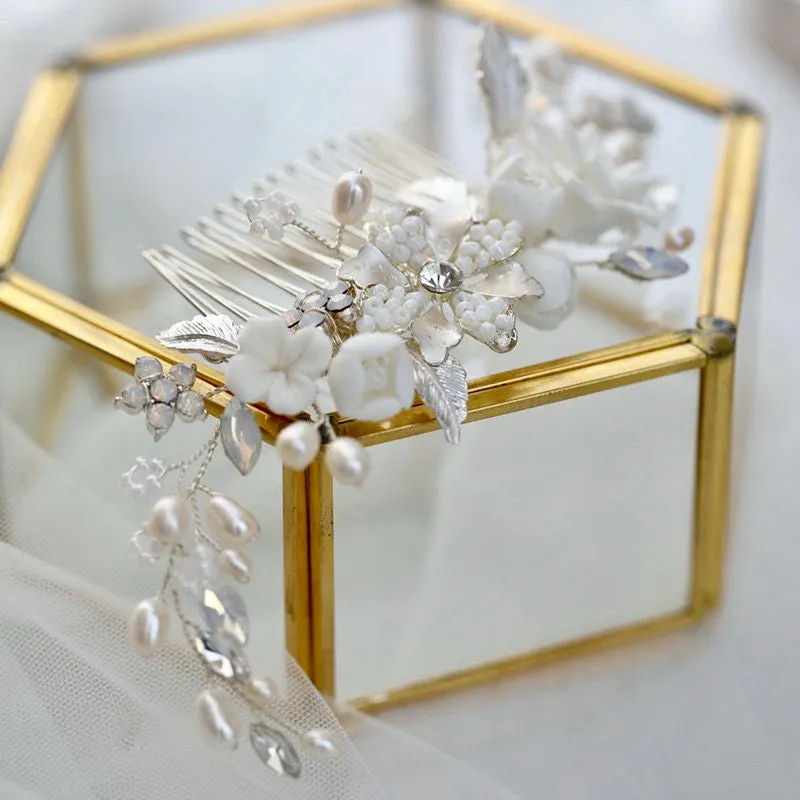 "Penelope" -  Pearl and Opal Bridal Hair Comb