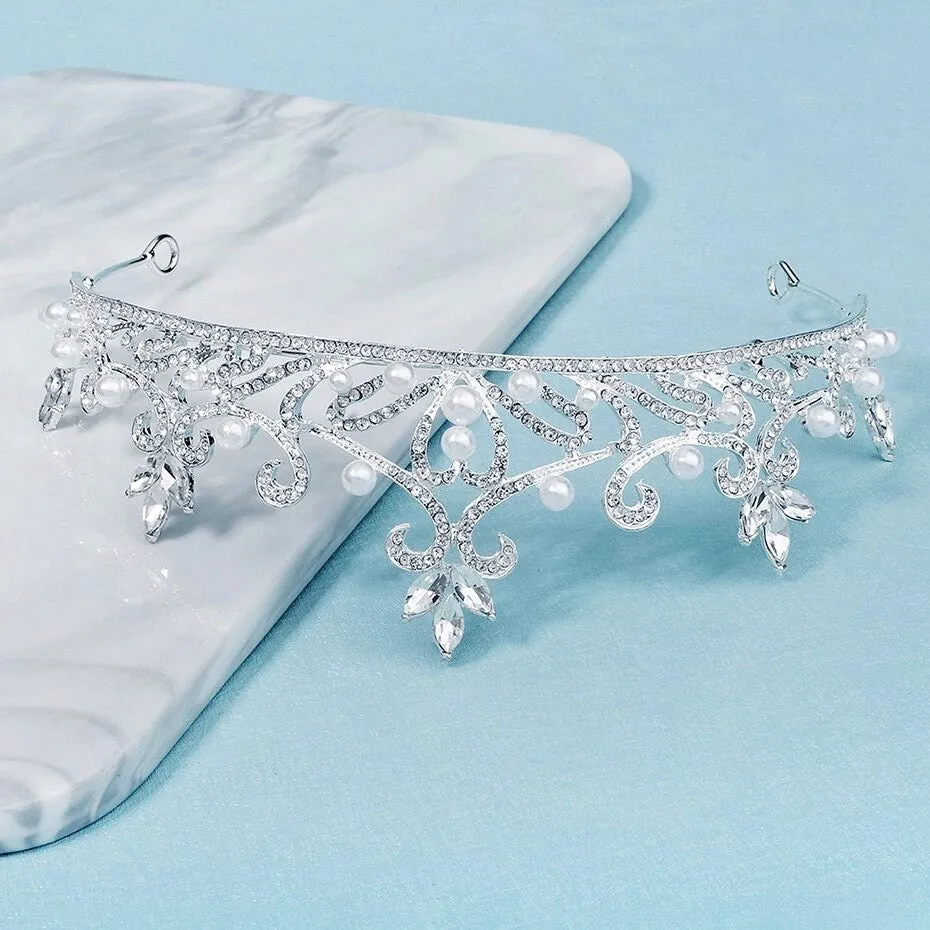 "Theia" - Pearl and Crystal Bridal Tiara