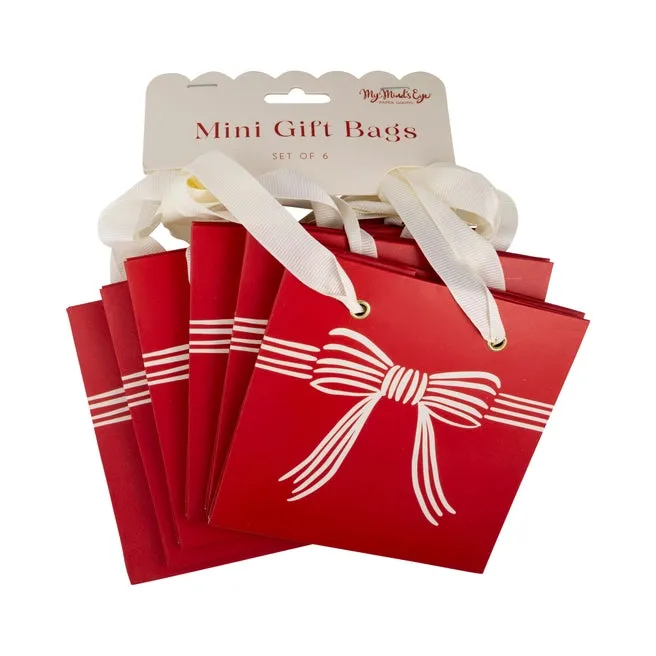 Red Bow Mini Gift Bags (6 pack)